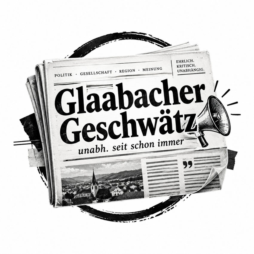 Schwarzweiße Zeitungsillustration mit dem Schriftzug Glaabacher Geschwätz